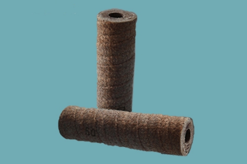 Acrylic fibres bound with phenolic resin, depth filtration water filter cartridges